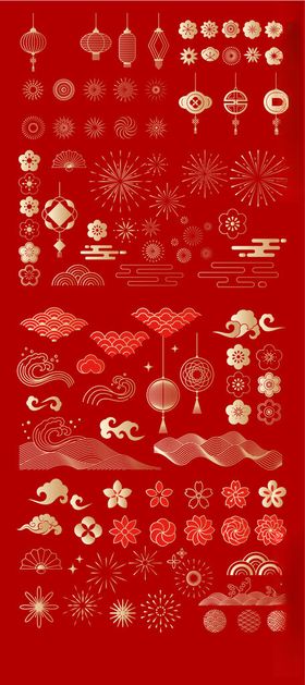 矢量中国传统吉祥祝福图形合集