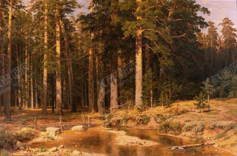 编号：14495709291241385407【酷图网】源文件下载-希施金树林风景油画