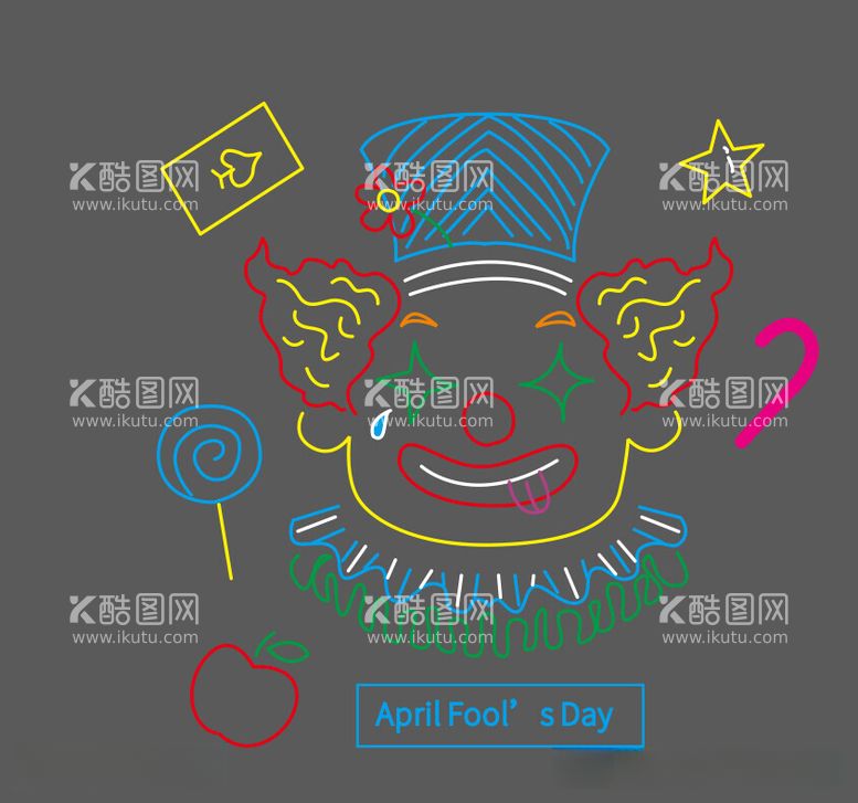 编号：14601112231118487552【酷图网】源文件下载-小丑霓虹线条