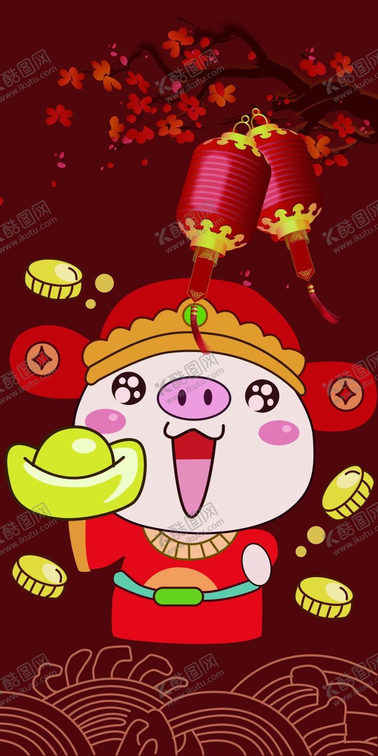 编号：43929610302353286088【酷图网】源文件下载-财神猪手机壳