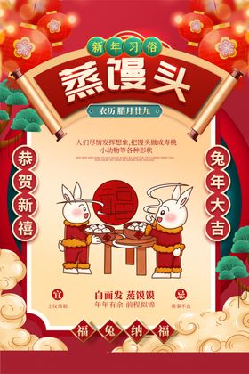 兔年贺新春主题海报喜庆节中国节