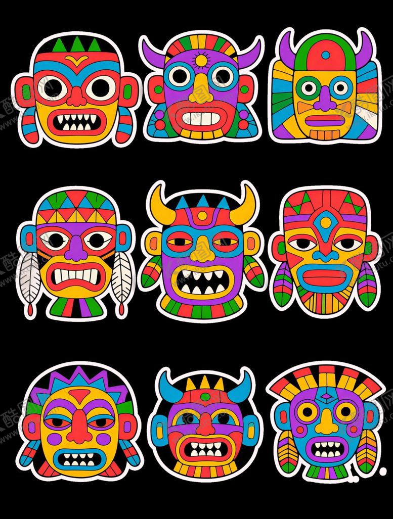 编号：18396804041314356300【酷图网】源文件下载-卡通图腾头像