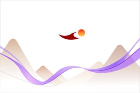 山峦间飞鸟伴红日