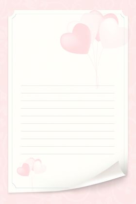 信纸粉色爱心表白背景素材
