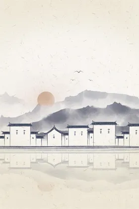 水墨山水风景画纸画图