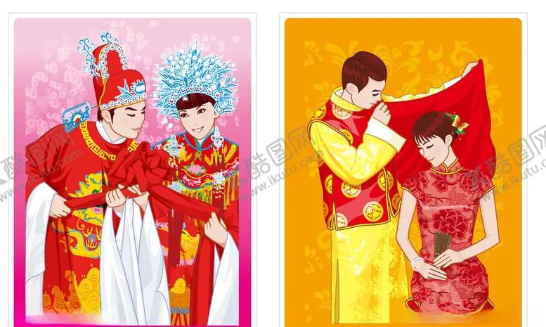 编号：75479604181130296948【酷图网】源文件下载-喜庆唯美婚纱照矢量情侣