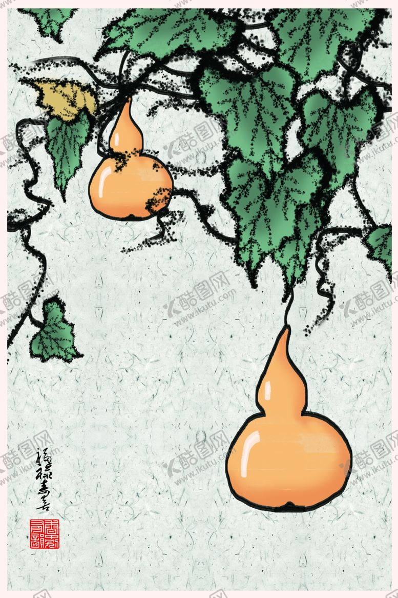 编号：61443110191417421331【酷图网】源文件下载-葫芦水墨装饰画