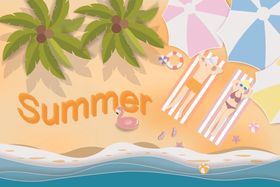蓝色剪纸手绘风格立夏节气夏天
