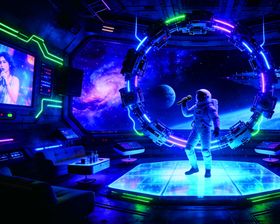 未来感舞台上的科技表演者