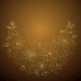线描植物背景花朵底纹银杏叶子插画