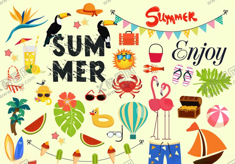 编号：85214010141558288378【酷图网】源文件下载-创意夏季元素