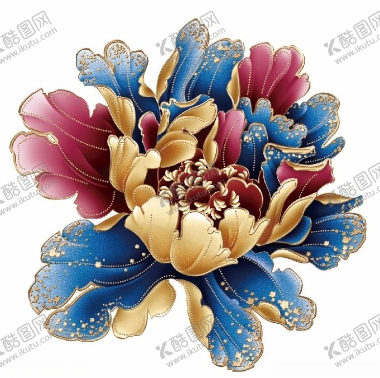 编号：32678510070821315778【酷图网】源文件下载-牡丹高清图金属感牡丹花创意牡丹