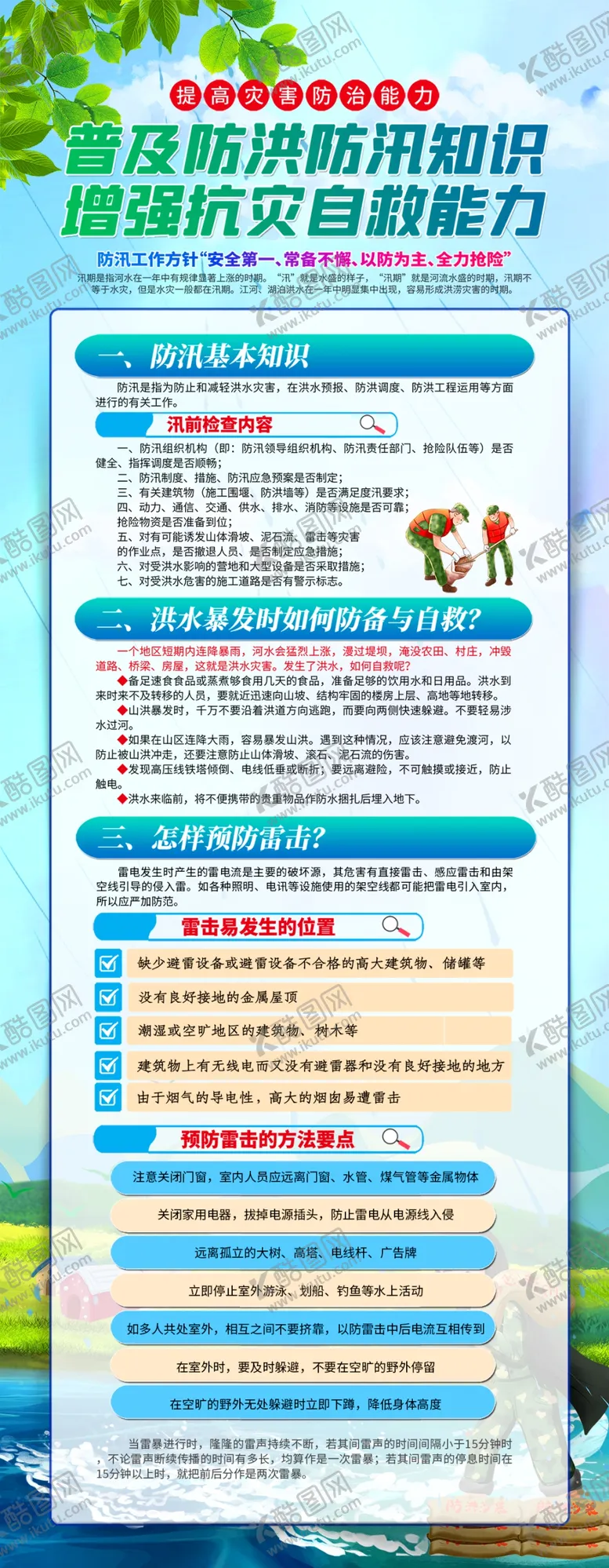 编号：13787702091833328300【酷图网】源文件下载-防洪防汛安全教育知识展架