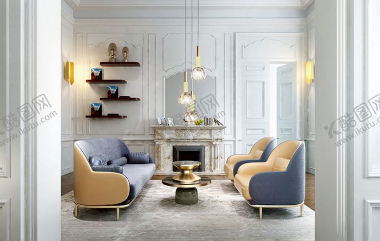 编号：45200810030415568546【酷图网】源文件下载-简欧式客厅家装客厅效果