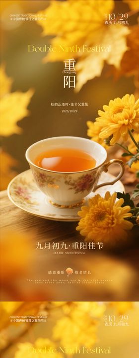 地产重阳节菊花系列海报