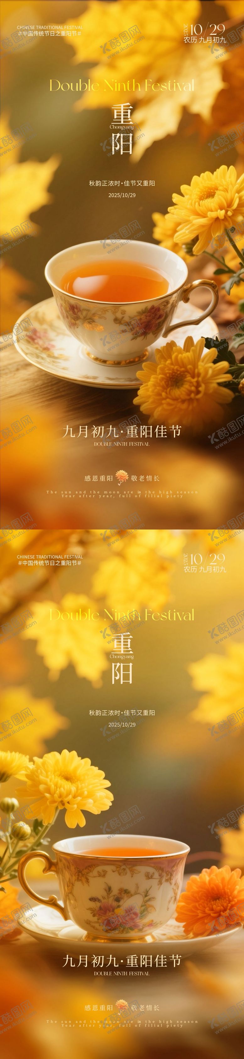 编号：80597810231636527579【酷图网】源文件下载-地产重阳节菊花系列海报
