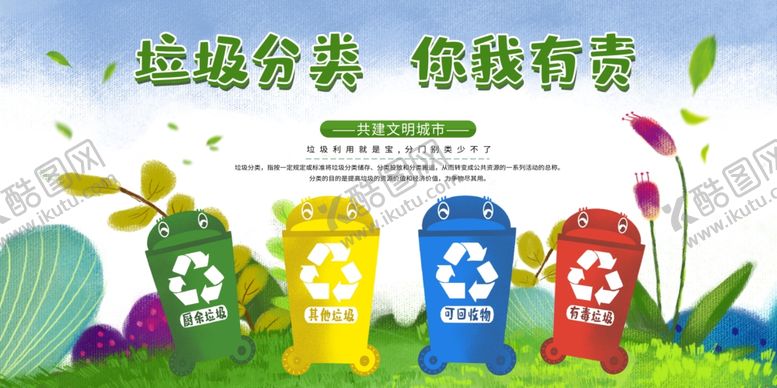 编号：85125107072155548318【酷图网】源文件下载-垃圾分类卡通形象宣传图