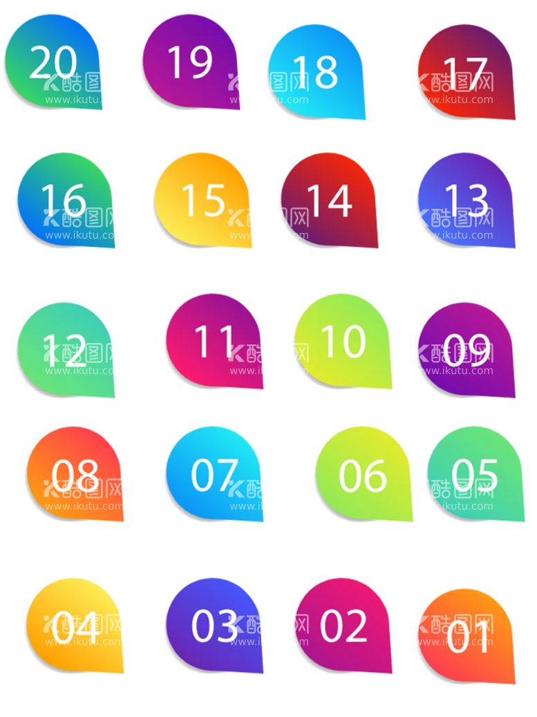编号：51971611260945526013【酷图网】源文件下载-数字渐变风标签图标免扣