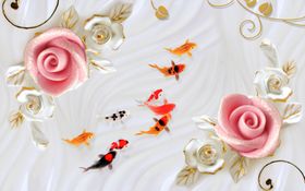 3D大象玫瑰花背景墙
