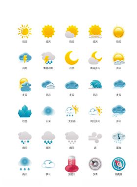 天气星期图标矢量