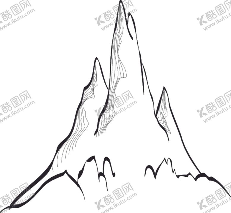 编号：89893202160528214566【酷图网】源文件下载-卡通手绘高山群山峰户外大山轮廓