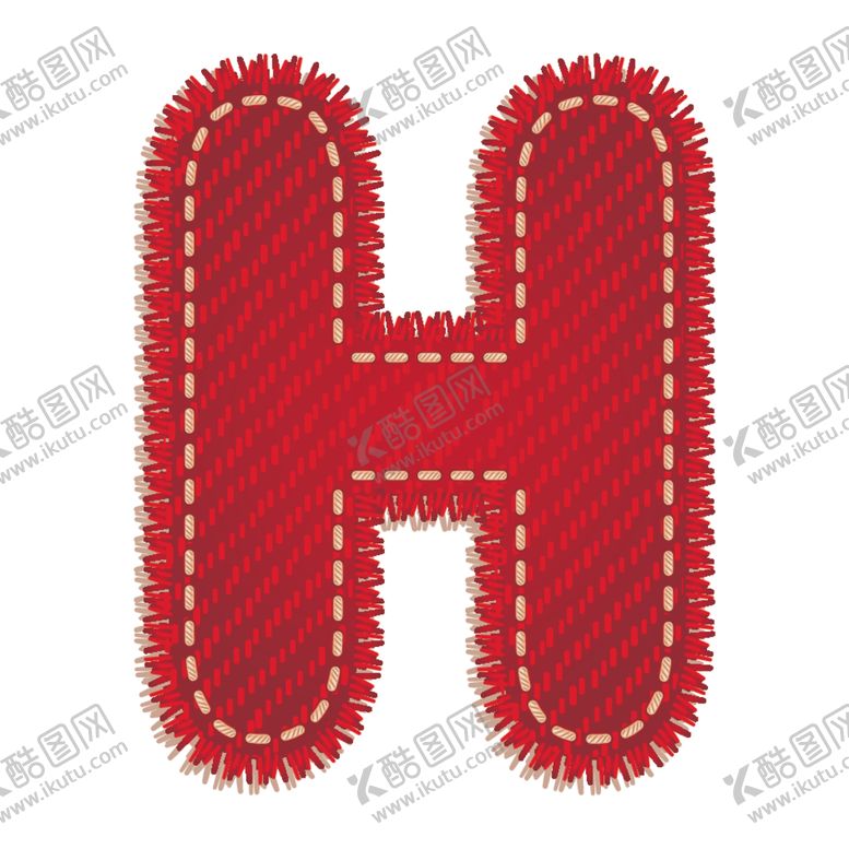 编号：62210910311823274985【酷图网】源文件下载-英文字母H设计艺术字创意牛仔布