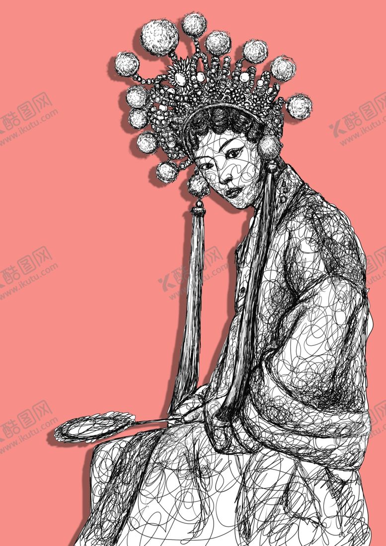 编号：37172407141143125418【酷图网】源文件下载-手绘京剧人物