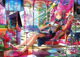 二次元美女手绘插画图片