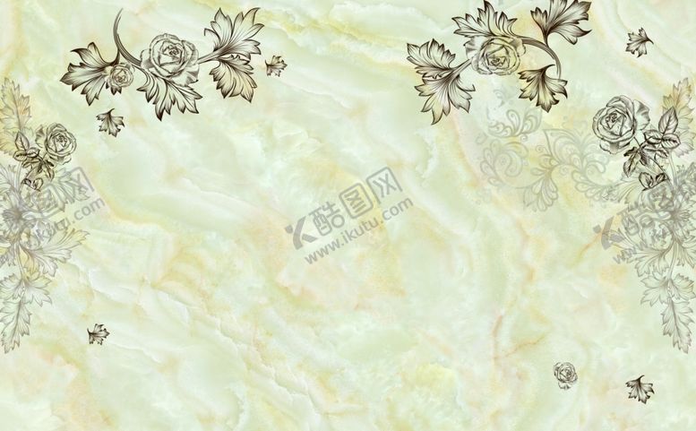 编号：60945311011917111493【酷图网】源文件下载-大理石纹花卉背景墙