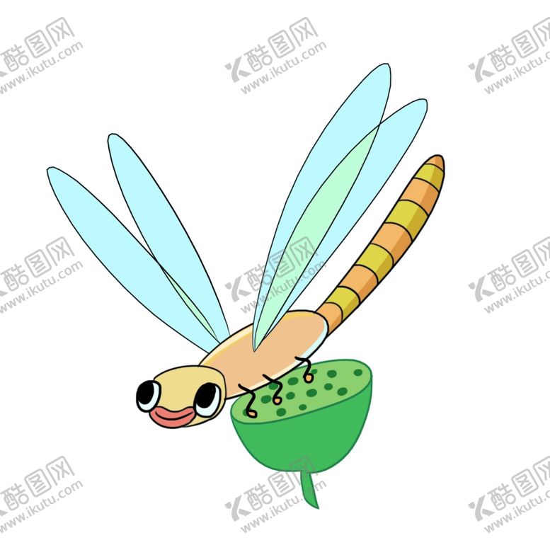 编号：12622104181658586668【酷图网】源文件下载-手绘卡通飞虫昆虫漂亮蜻蜓插画