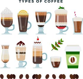 多样咖啡饮品展示图