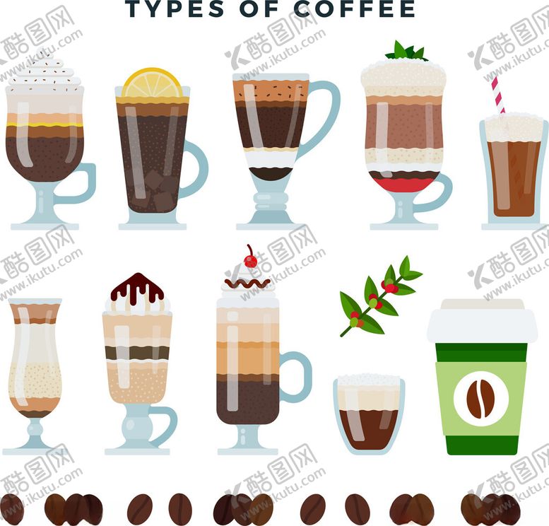 编号：86277311142028228524【酷图网】源文件下载-多样咖啡类型展示