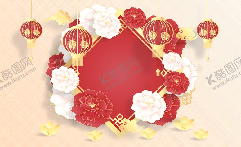 编号：90315205052033096720【酷图网】源文件下载-牛年新年喜庆红色富贵背景