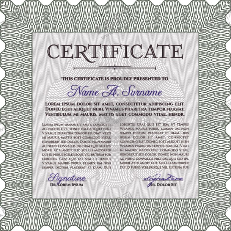 编号：47944810130918219257【酷图网】源文件下载-横版证书防伪花纹欧式边框奖状