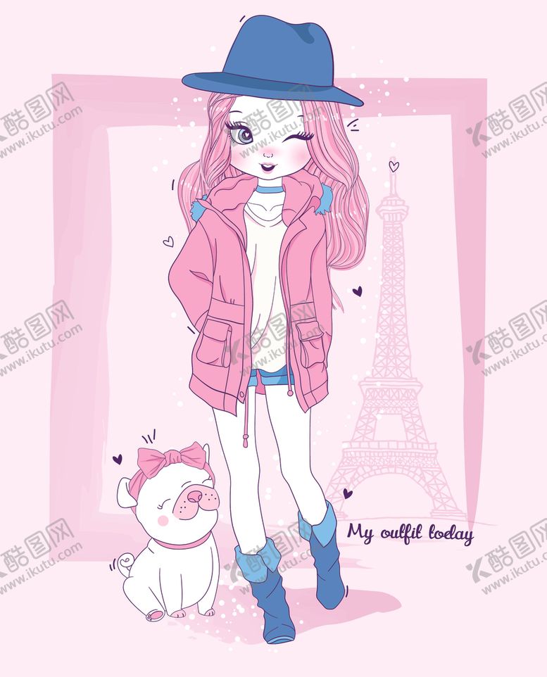 编号：91630810191828207447【酷图网】源文件下载-可爱卡通潮流少女插画