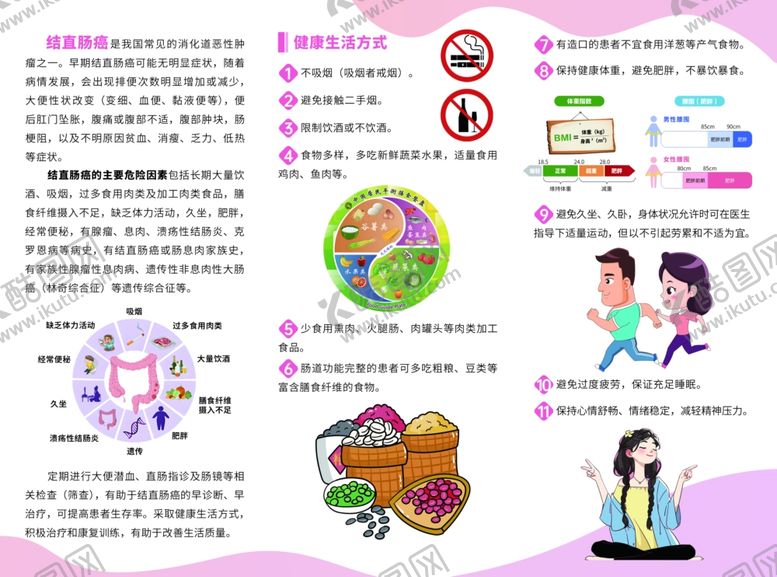 编号：34497912221620187304【酷图网】源文件下载-结直肠癌患者健康指引三折页