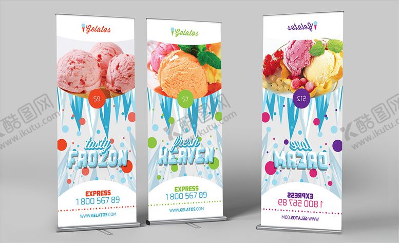 编号：73221109281039203659【酷图网】源文件下载-冰淇淋三联易拉宝