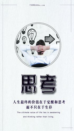 思考励志手机海报