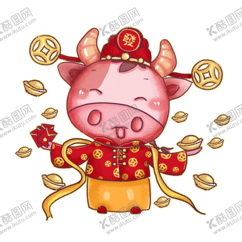 编号：38296107072254516117【酷图网】源文件下载-春节动漫牛形象