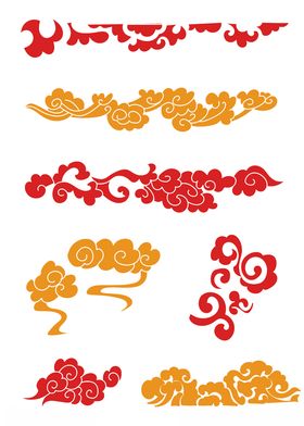 红色中国风祥云柱素材