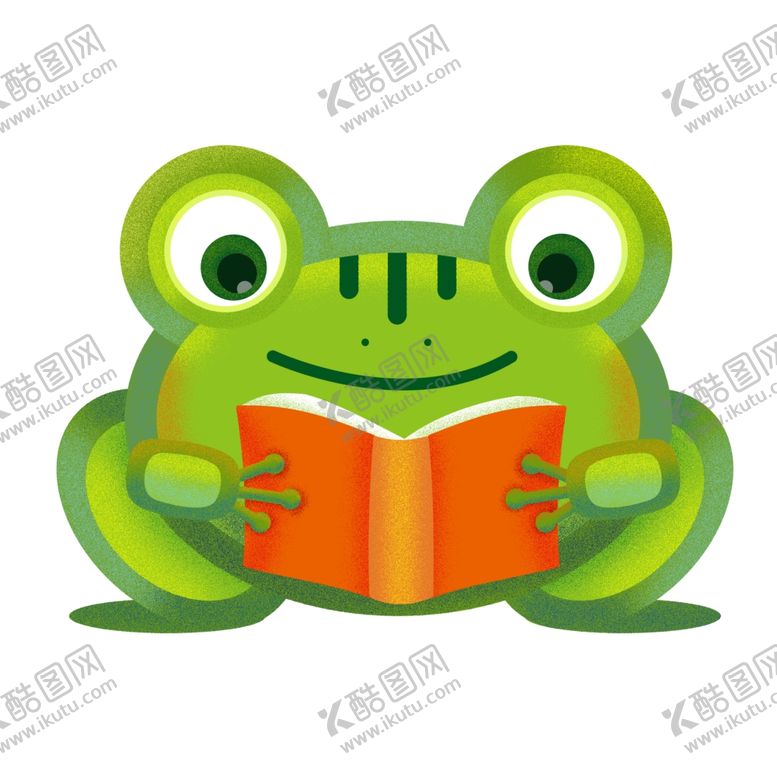 编号：54444907131928332366【酷图网】源文件下载-认真看书的小青蛙插画