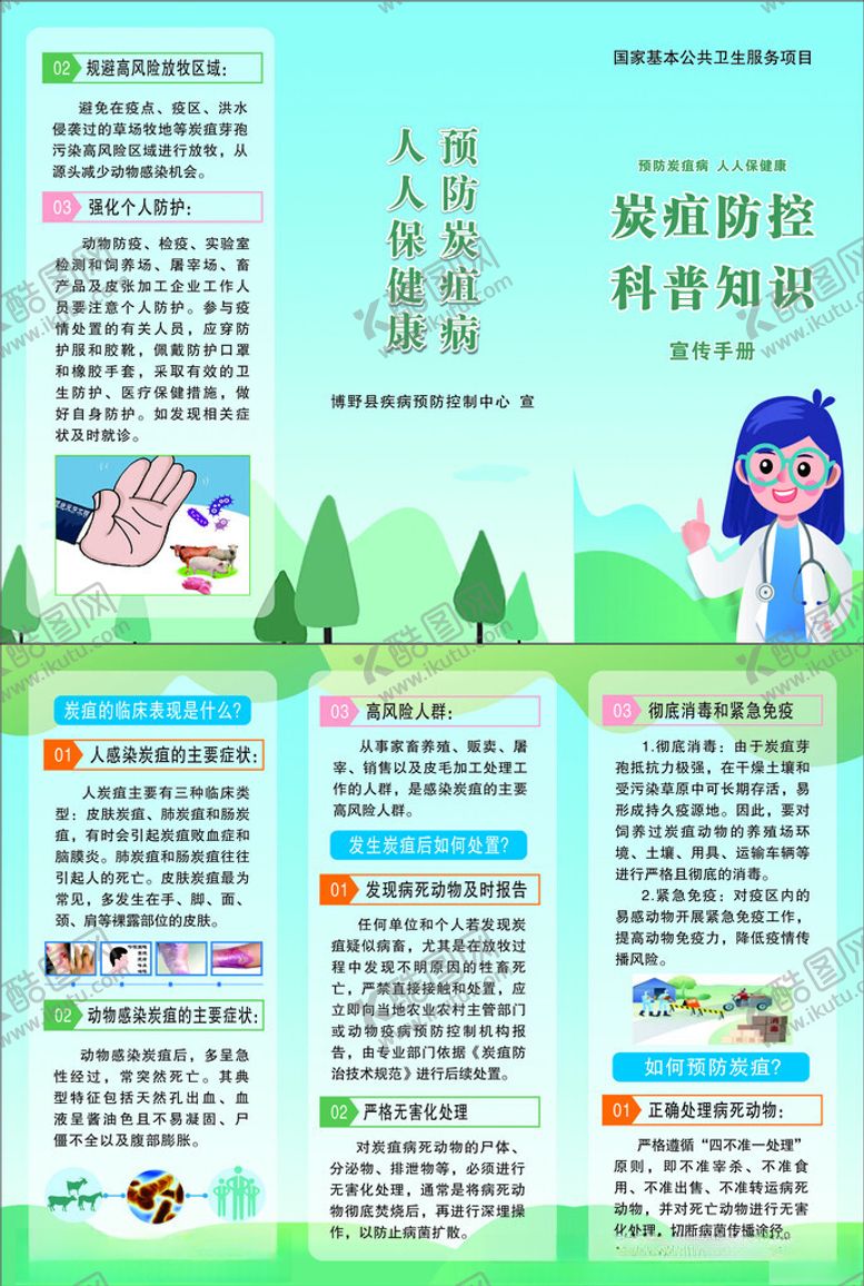 编号：77995410261715525927【酷图网】源文件下载-炭疽防护宣传三折页