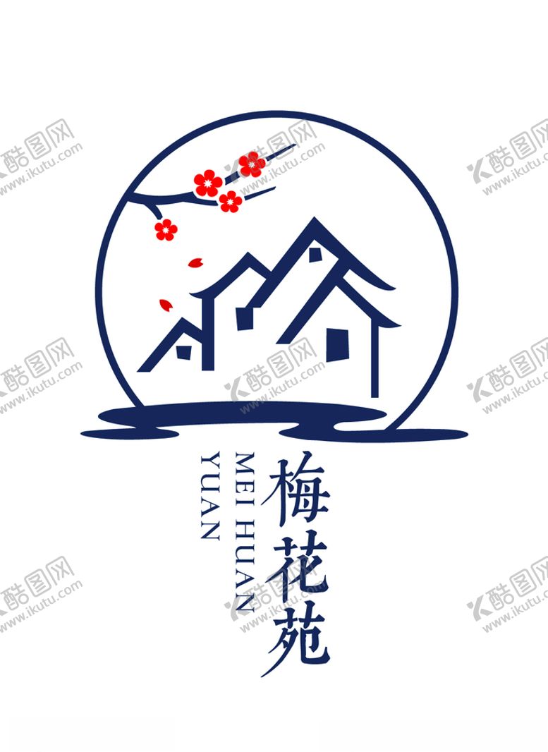 编号：72314905040016285086【酷图网】源文件下载-中式复古风格梅花房舍民宿标志
