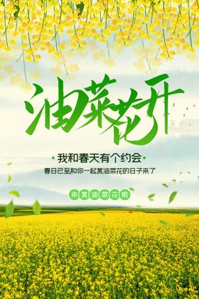 唯美小清新油菜花开海报