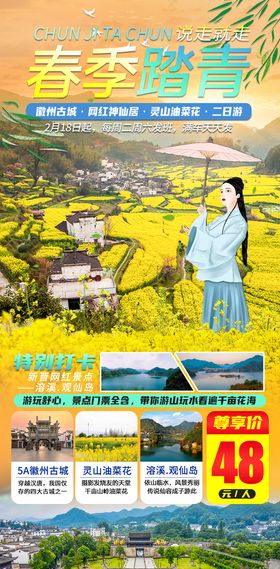 清明节踏青海报商场春季活动展架