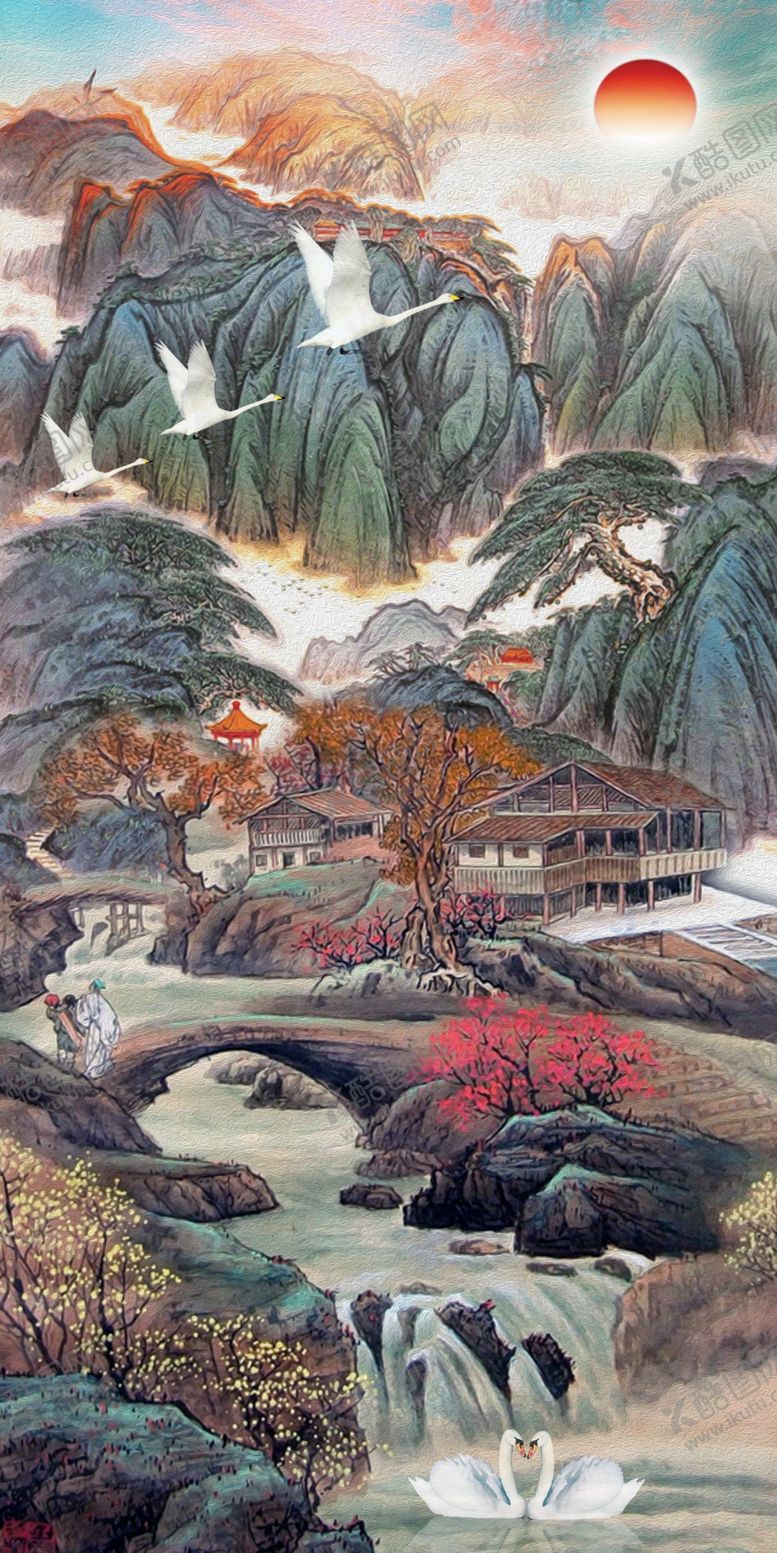 编号：48091109210229308524【酷图网】源文件下载-国画山水装饰画