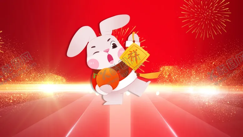 编号：87770912050323351095【酷图网】源文件下载-兔年吉祥新年国潮风海报插画背景