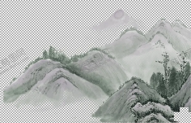 编号：76877503261703429867【酷图网】源文件下载-透明底山水画