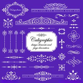 紫色复古装饰性设计元素集