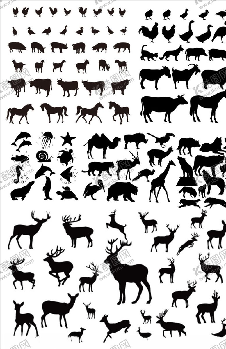 编号：23894810111744506911【酷图网】源文件下载-动物家禽剪影